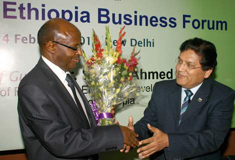 Minister of Finance & Economic Development,Ethiopia,Sufian Ahmed and President, PHD Chamber Salil  Bhandari at the launch of