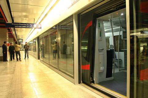 The inside view of Airport Metro in New Delhi on Sat 2 Feb 2011. .