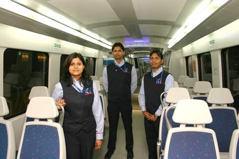 The inside view of Airport Metro at the IGI Airport  station,in New Delhi on Sat 2 Feb 2011. .