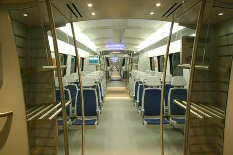 The inside view of Airport Metro at the IGI Airport  station in New Delhi on Sat 2 Feb 2011. .