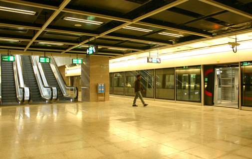 A inside view of Airport Metro station at IGI Airport in New Delhi on Sat 5 Feb 2011. .