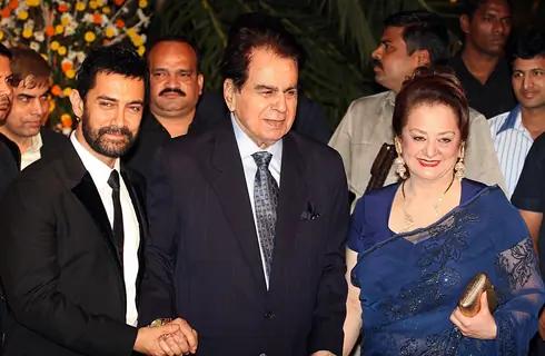 Aamir with Dilip Kumar and Saira Banu at Imran Khan and Avantika Malik's Wedding Reception Party