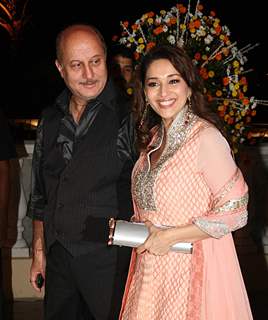 Madhuri Dixit and Anupam Kher at Imran Khan and Avantika Malik's Wedding Reception Party at Taj Land