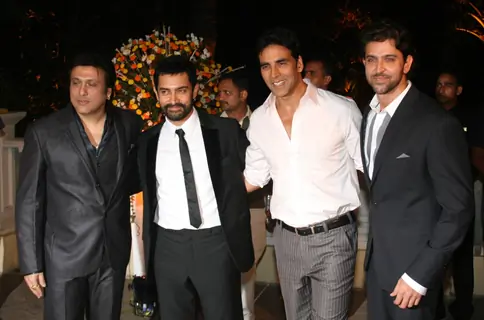 Aamir with Akshay, Hrithik and Govinda at Imran Khan and Avantika Malik's Wedding Reception Party