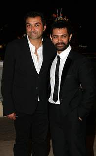 Aamir and Booby Deol at Imran Khan and Avantika Malik's Wedding Reception Party at Taj Land's End