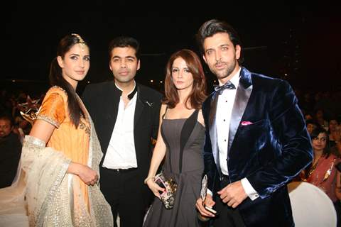 Hrithik, Suzanne, Katrina and Karan Johar at Stardust Awards-2011
