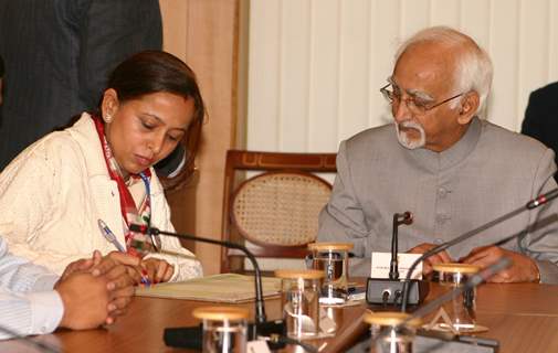 Vice President Mohd. Hamid during his enumeration at the beginning of the population enumeration phase of Census 2011 in New Delhi on Wed 9 Feb 2011. .