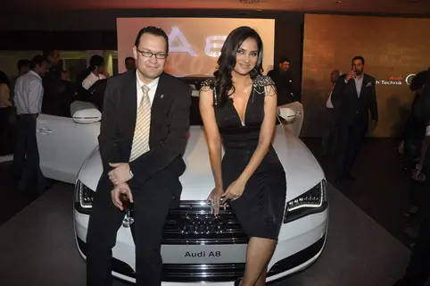 Lara Dutta launches Audi A8 at Andheri. .
