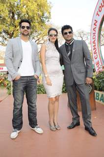 Neha Dhupia, Aftab and Madhavan at Elle Cup and IIFA promotional event at Mahalaxmi Race Course..