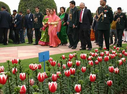 President Pratibha Patil at the Mughal Gardens in Rashtrapati Bhavan, on Monday. .