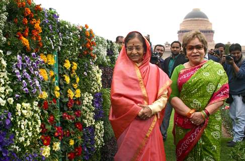 President Pratibha Patil at the Mughal Gardens in Rashtrapati Bhavan, on Monday. .