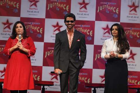 Hrithik Roshan, Farah Khan and Vaibhavi Merchant at TV talent show 'Just Dance'