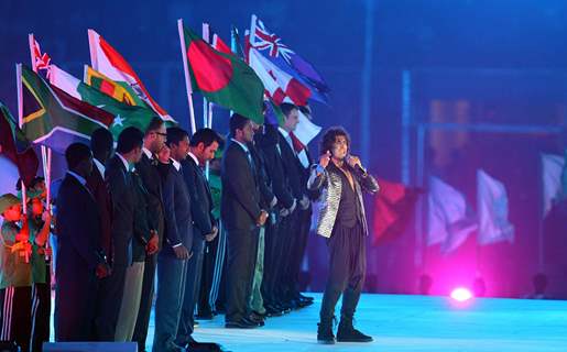 Singer Sonu Nigam performs during the opening ceremony of the ICC Cricket World Cup in Dhaka, Bangladesh on Feb. 17, 2011. .