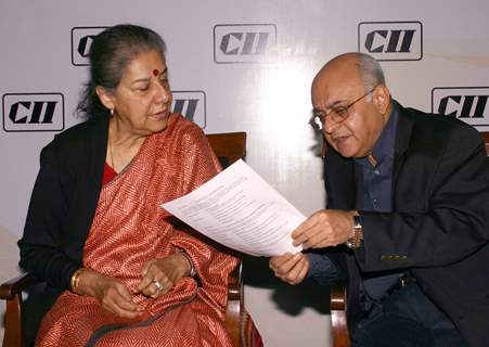 New Delhi,18 Feb 2011-I&B Minister Ambika Soni  and Chairman Reliance BIG Entertainment, Amit Khanna  at the CII Content Summit ''Adapting from Wired to Wireless' in New Delhi on Friday. .