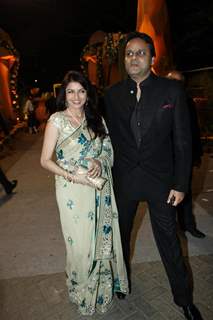 Bhagyashree with her husband at Videocons Venuegopal Dhoots Daughter Marriage