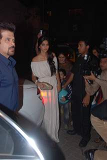 Anil and Sonam Kapoor at Shahid Kapoor's birthday celebration at Olive, Bandra
