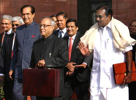 Union Finance Minister Pranab Mukherjee going to present the General Budget 2011-12 to the Parliament at the North Block