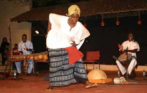 The Drums and dancing of West Africa by Dafra Accoustics of Burkina Faso,in New Delhi. .