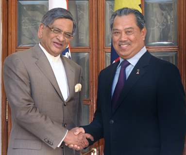 External Affairs Minister S M Krishna with Deputy Prime Minister of Malaysia Muhyiddin Yassin at Hyderabad House in New Delhi on Friday. .