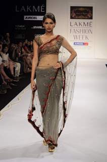 Model on day 1 Lakme Fashion Week for designer Preeti S Kapoor. .