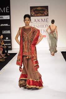 Model on day 1 Lakme Fashion Week for designer Preeti S Kapoor. .