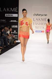 Model on day 1 Lakme Fashion Week for designer Chaitanya Rao. .