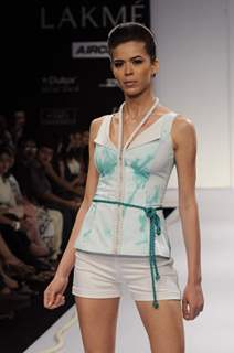 Model on day 1 Lakme Fashion Week for designer Arpan Vohra. .