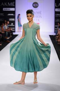 Model on day 3 Lakme Fashion Week for designer Rimi Nayak. .