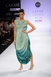 Model on day 3 Lakme Fashion Week for designer Rimi Nayak. .
