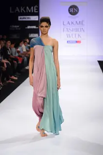 Model on day 3 Lakme Fashion Week for designer Rimi Nayak. .