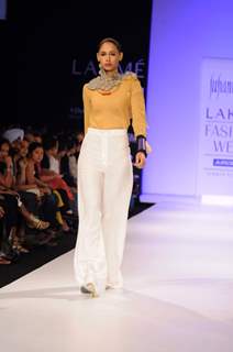 Model on day 3 Lakme Fashion Week for designer Suhani Pittie. .