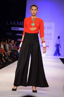 Model on day 3 Lakme Fashion Week for designer Suhani Pittie. .