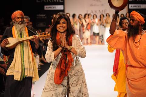 Model on day 3 Lakme Fashion Week for designer Babita Malkani. .