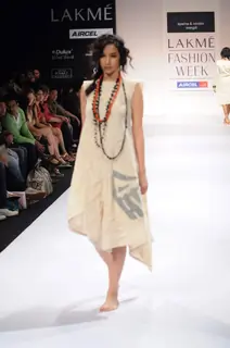 Model on day 3 Lakme Fashion Week for designer Aparna and Nordan Wangdi. .