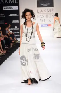 Model on day 3 Lakme Fashion Week for designer Aparna and Nordan Wangdi. .