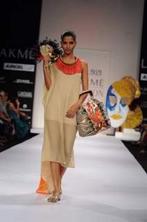 Model on day 3 Lakme Fashion Week for designer Malaga and Malini Agarwalla. .