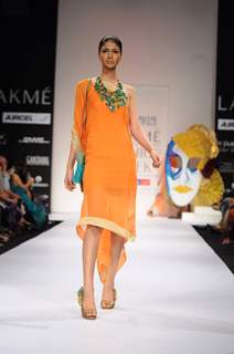 Model on day 3 Lakme Fashion Week for designer Malaga and Malini Agarwalla. .