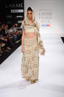 Model on day 3 Lakme Fashion Week for designer Debarun. .