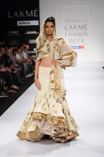 Model on day 3 Lakme Fashion Week for designer Debarun. .