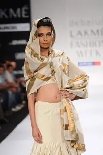 Model on day 3 Lakme Fashion Week for designer Debarun. .