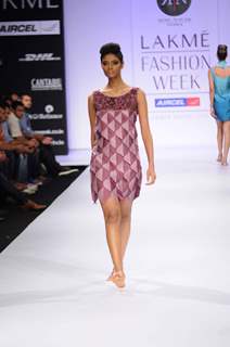 Model on day 3 Lakme Fashion Week for designer Rimi Nayak. .