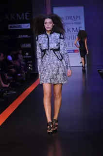 Model on day 3 Lakme Fashion Week for designer Nikhil Shantanu. .
