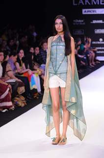 A model displays designer Vaishali's creations during the Lakme Fashion Week day 4 in Mumbai. .