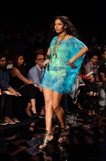 A model displays designer Rocky S's creations during the Lakme Fashion Week day 4 in Mumbai. .