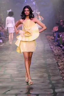 Models display designer Gauri & Nainika's creation during the Lakme Fashion Week 2011 Day 5 in Grand Hyatt, Mumbai. .