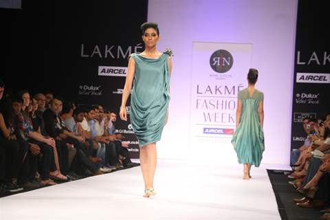 Models walk the ramp at Lakme Fashion Week