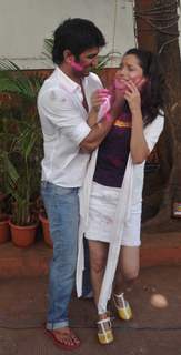 Sushant Singh and Ankita Lokhande at Zoom Holi Party in Tulip star