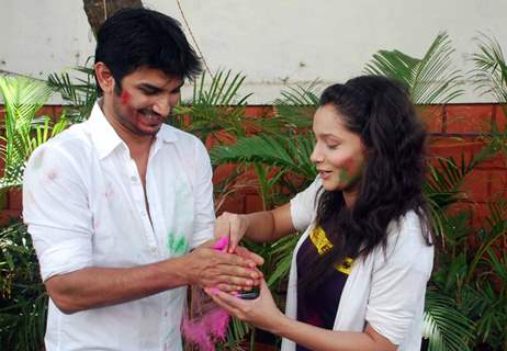 Sushant Singh Rajput and Ankita Lokhande at Zoom Holi Party in Tulip star