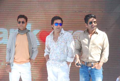 Bobby Deol, Irfan Khan and Sunil Shetty promoting movie Thank You at Madh Island, Mumbai