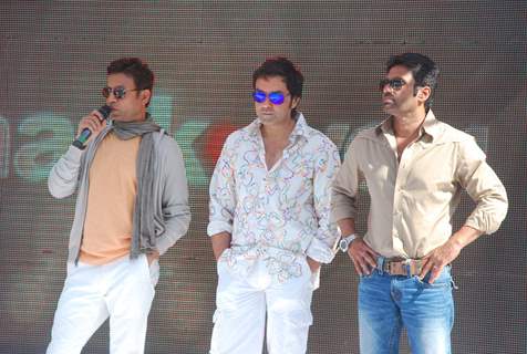 Bobby Deol, Irfan Khan and Sunil Shetty promoting movie Thank You at Madh Island, Mumbai